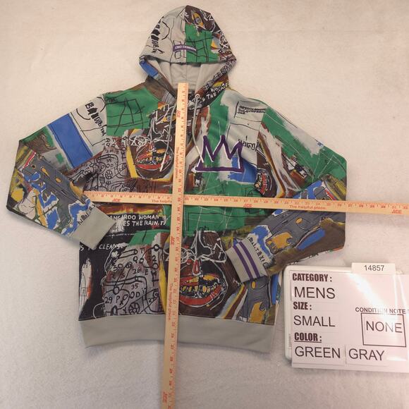 Jean Michel Basquiat Long Sleeve Pullover Hoodie Mens Size Small S Green Gray - Picture 5 of 9